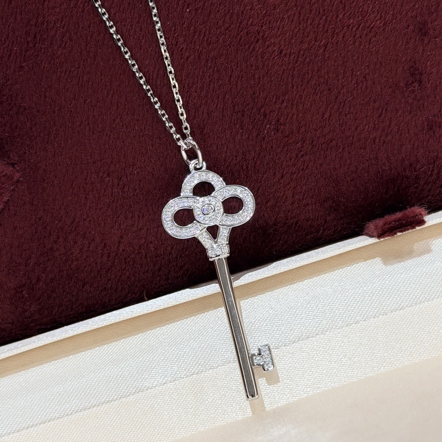 Tiffany & Co Silver Key Pendant with Diamonds